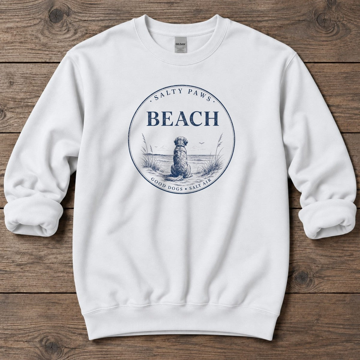 Beach Good Dog Midweight Sweatshirt in White