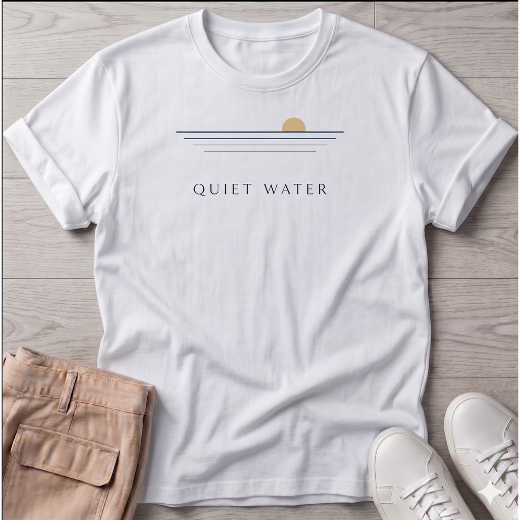 Quiet Water Beach Ocean Line Art Tee
