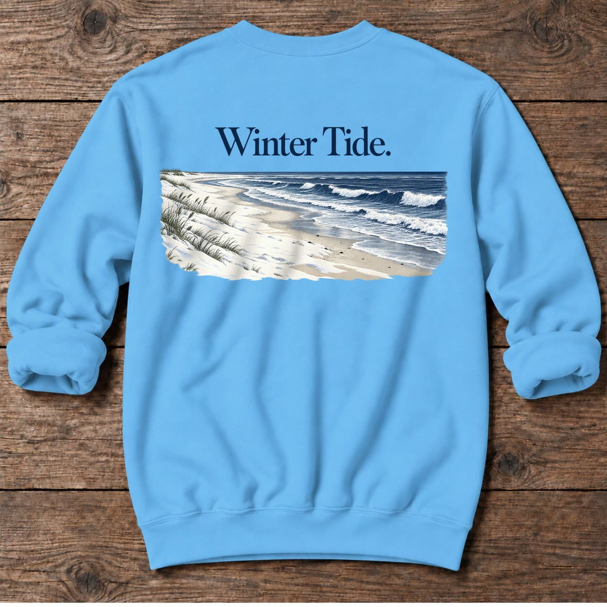 Winter Tide Back Design Midweight Sweatshirt in Sky, Salty Paws coastal sweatshirt